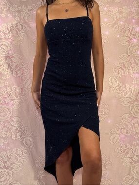 Vintage navy blue sparkly midi dress